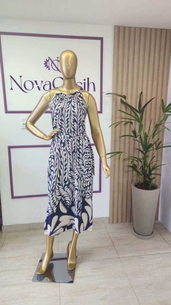 vestido midi alça fluity cinto estampa exclusiva look