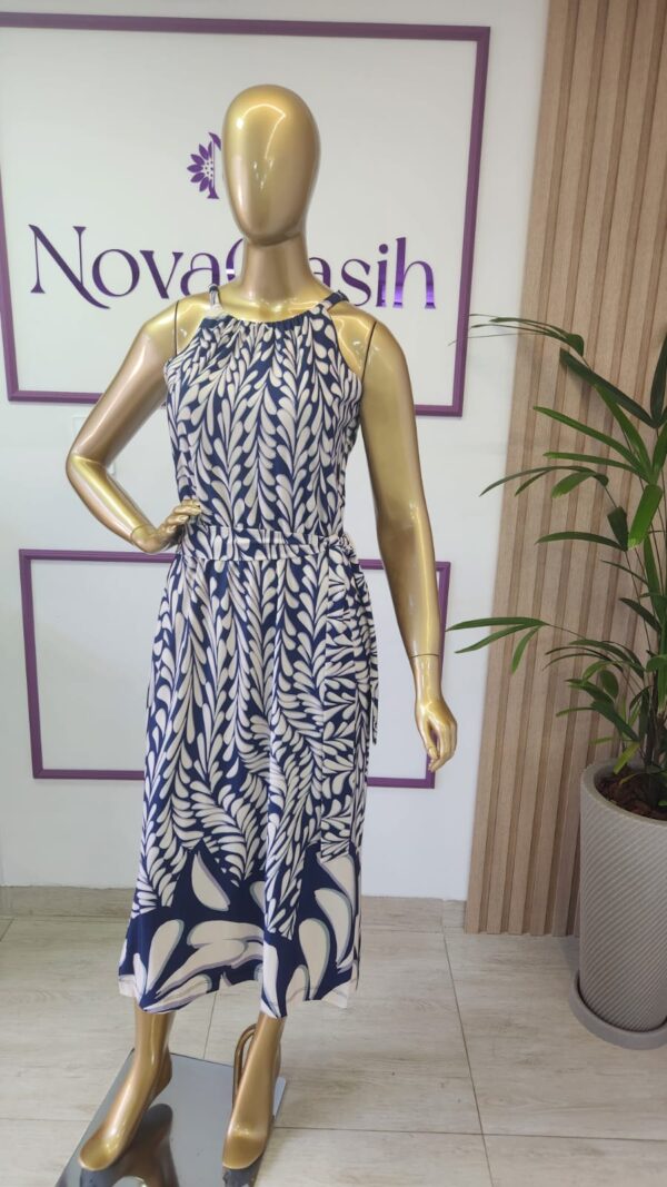 vestido midi alça fluity cinto estampa exclusiva look