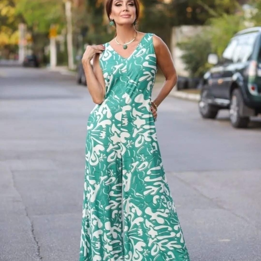 Macacão Pantalona Longo em Fluity Regata