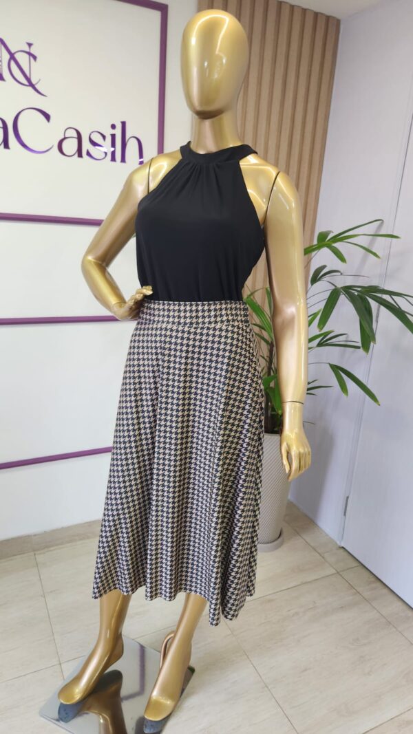 saia em pied poule fashion midi