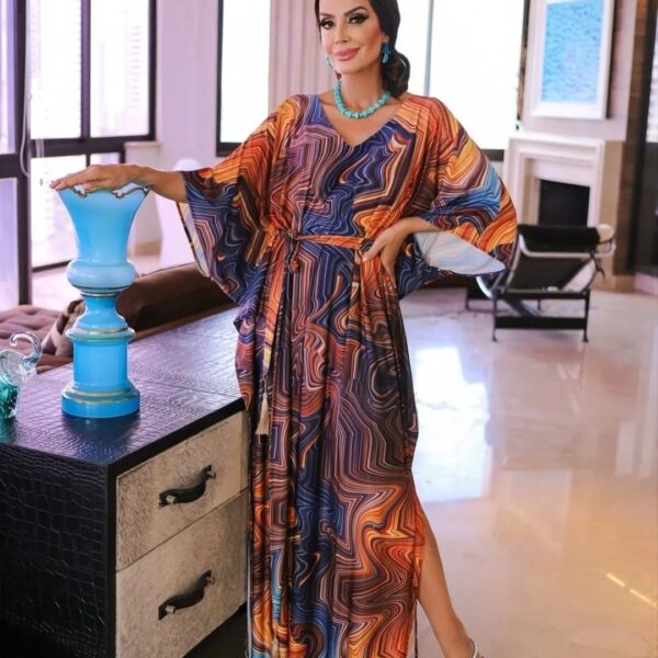 Kaftan Longo em Fluity Estampado Mesclado