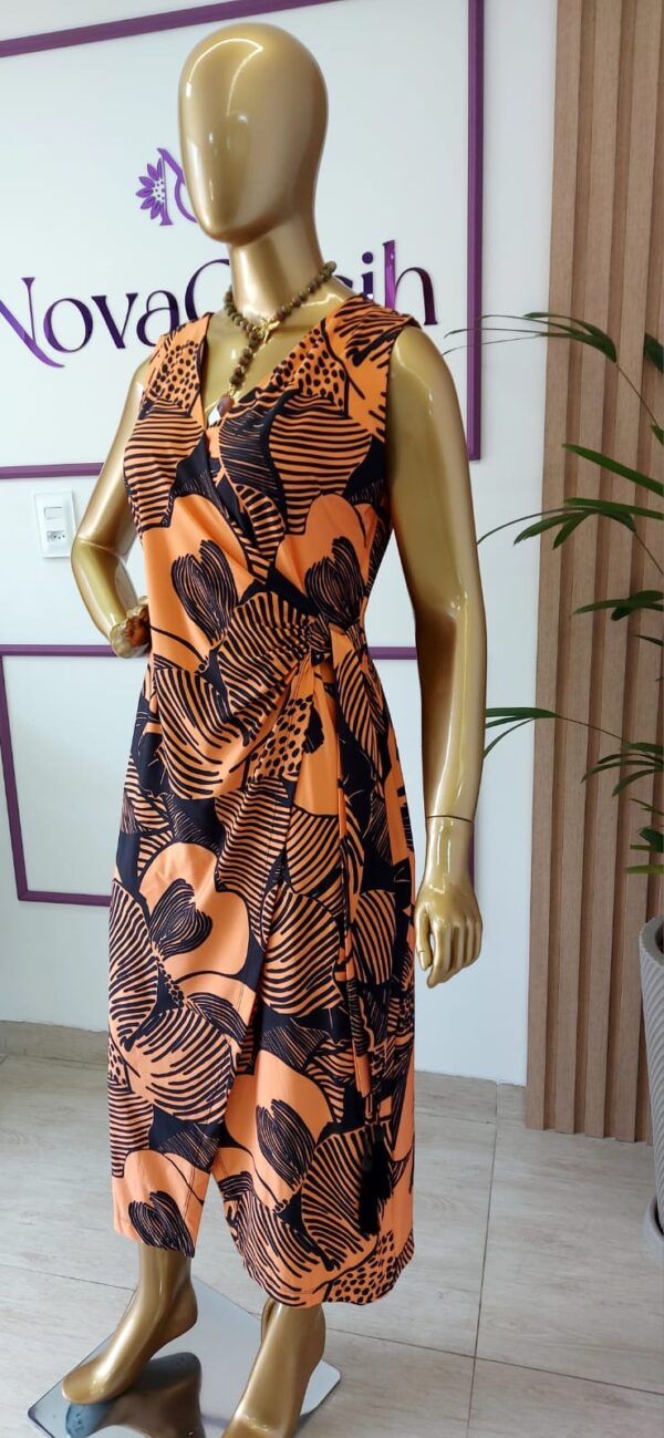 vestido midi envelope estampado look feminino