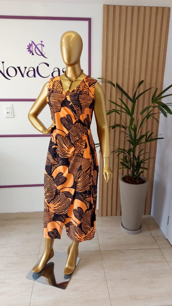 vestido midi envelope estampado look feminino