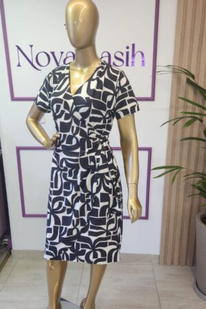 vestido curto envelope fashion look estampado