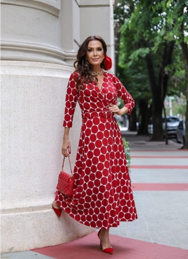 vestido midi vermelho