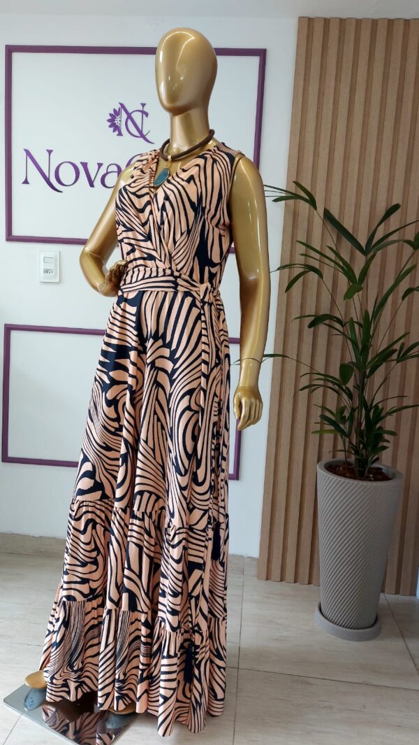 vestido longo com babado fashion