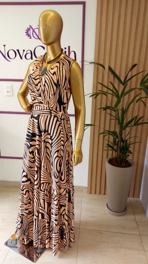 vestido longo com babado fashion