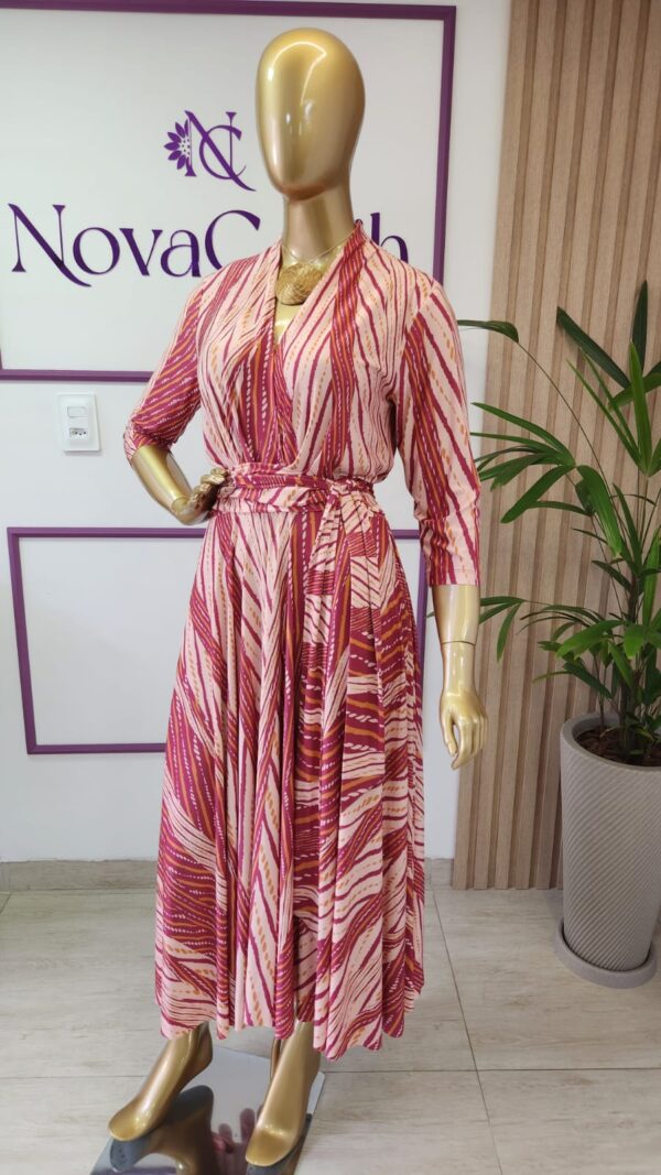 vestido midi saia gode manga 3/4