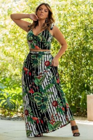 Conjunto Saia e Cropped Havana Plus Size