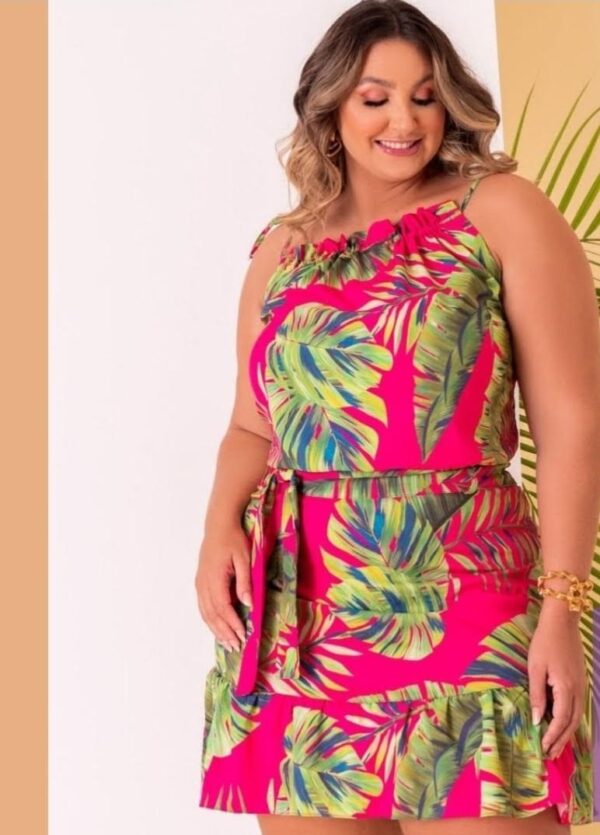 vestido curto pink floral