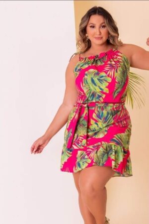 vestido curto pink floral