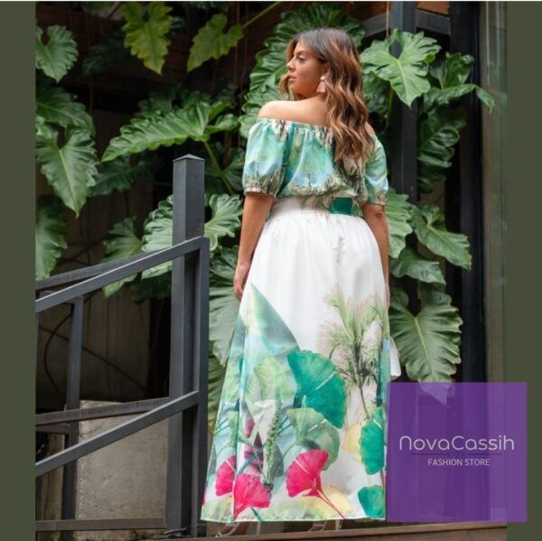 " Modelagem Plus Size e Modinha " Vestido Longo em tecido Viscose Bianca - Imagem 5