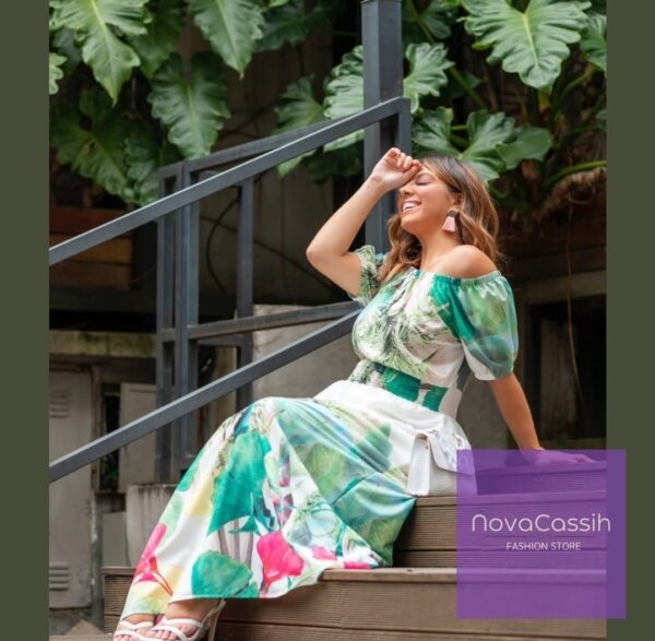 " Modelagem Plus Size e Modinha " Vestido Longo em tecido Viscose Bianca - Imagem 4