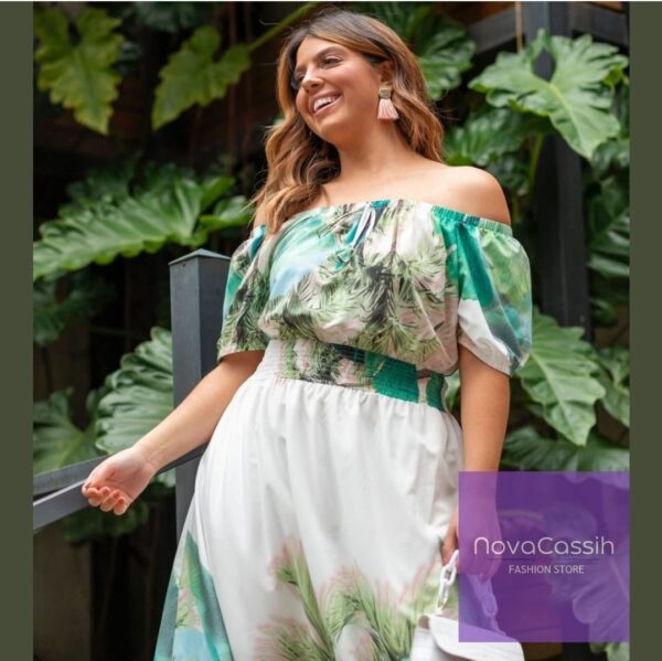" Modelagem Plus Size e Modinha " Vestido Longo em tecido Viscose Bianca - Imagem 2