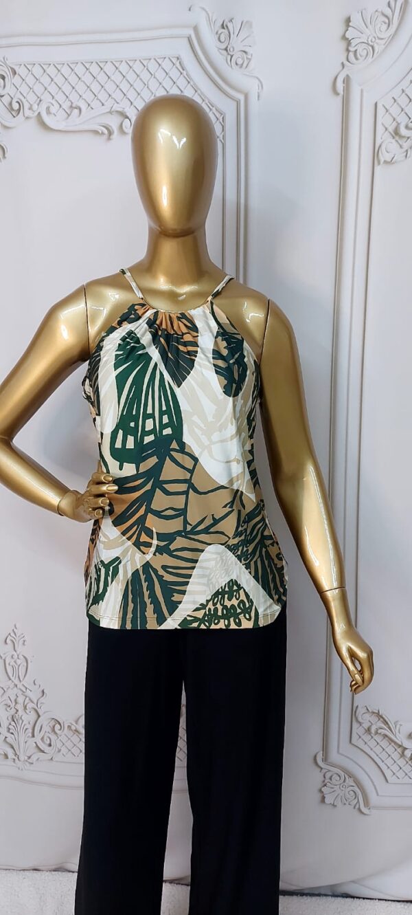 Blusa em Fluity Estampada de Alça com Maxicolar - Imagem 4