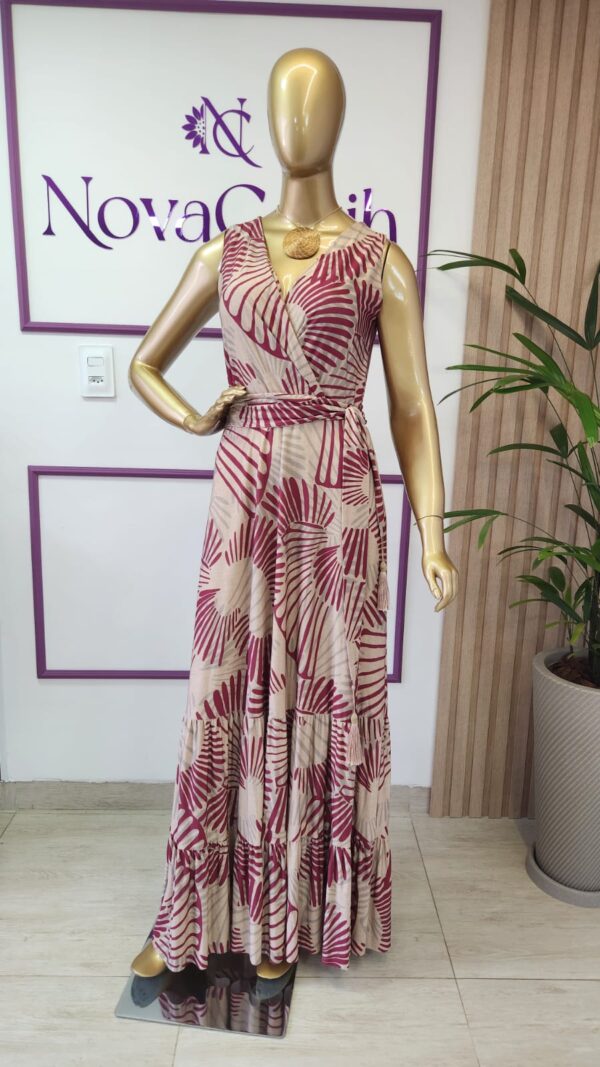 Vestido Longo em Fluity Venice Estampado Regata