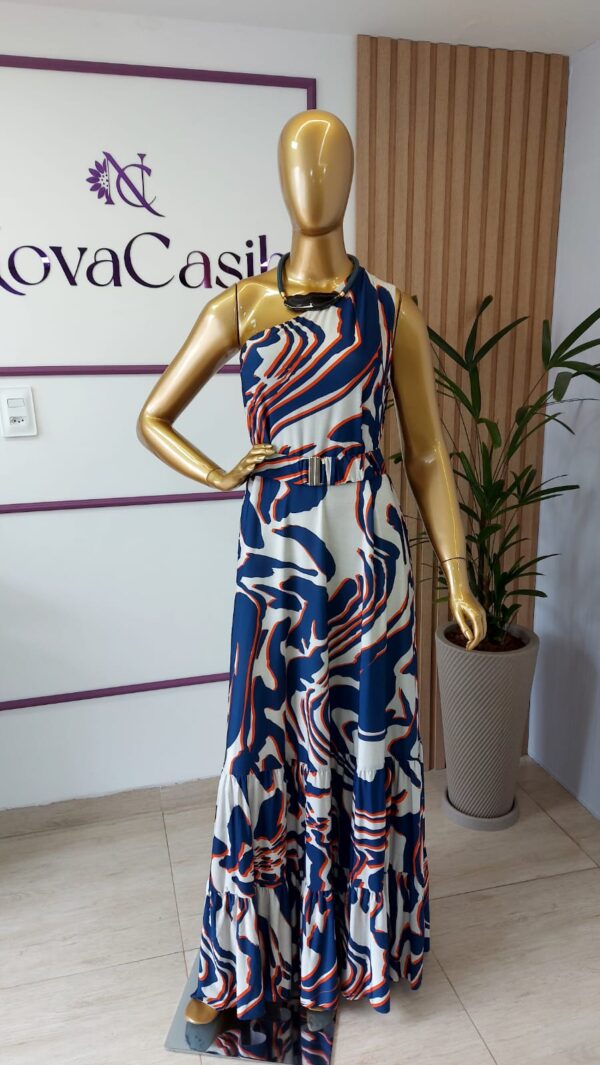 Vestido em Fluity Longo Um Ombro Só - Imagem 4