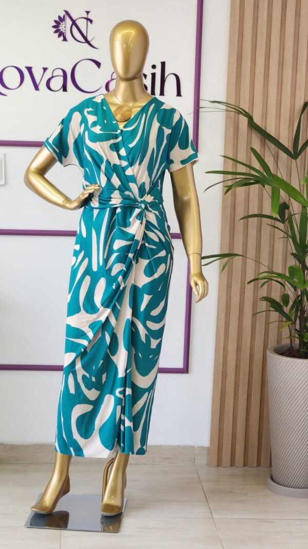 Vestido Midi em Fluity Estampado com Franzido, Agnes.