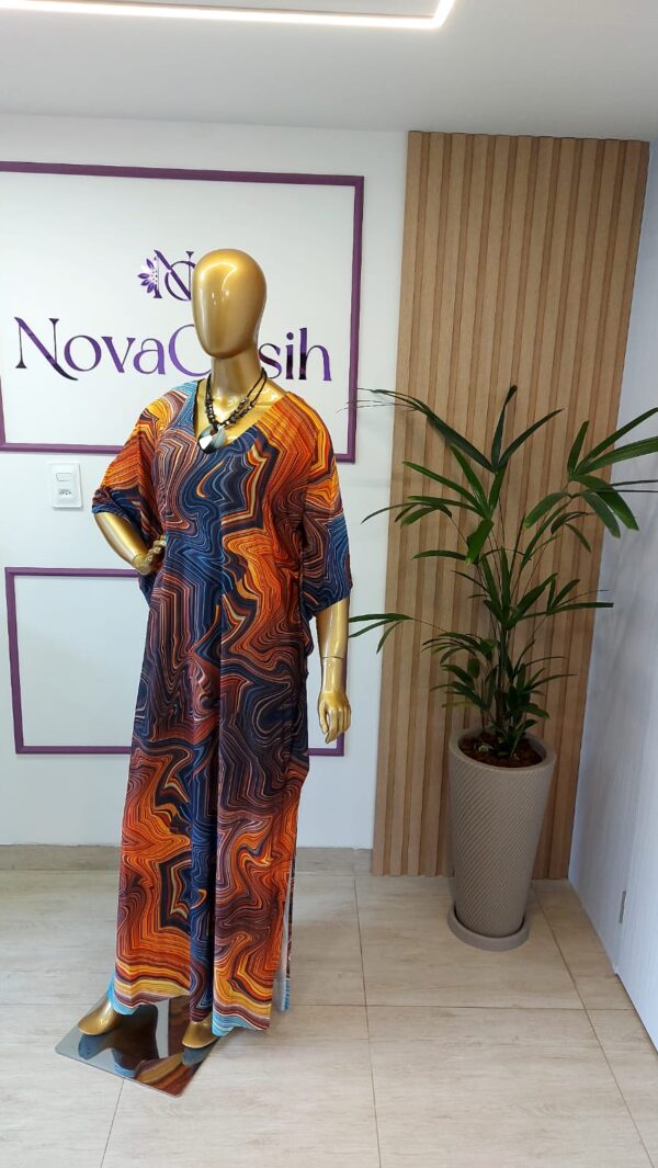 Kaftan Longo em Fluity Estampado Mesclado - Imagem 5