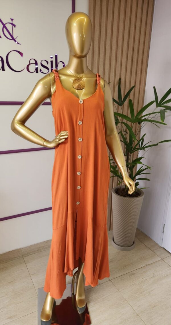 Vestido Longo com Alça Macramê Terracota - Imagem 6