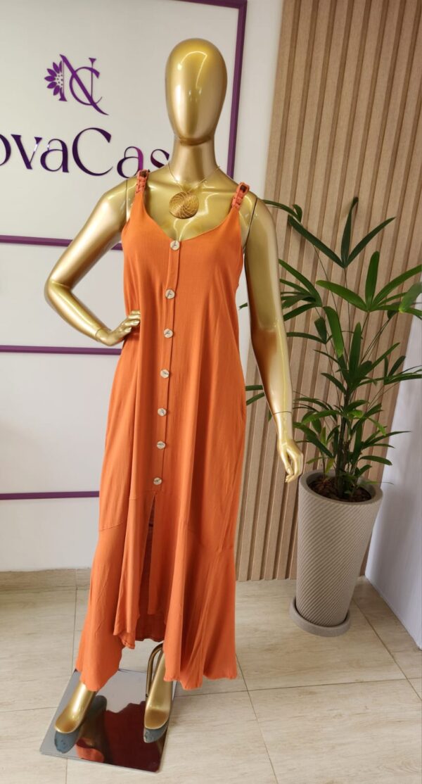 Vestido Longo com Alça Macramê Terracota - Imagem 4