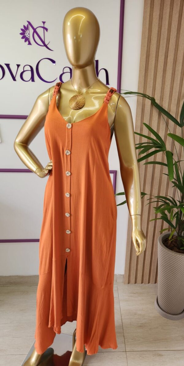 Vestido Longo com Alça Macramê Terracota - Imagem 5