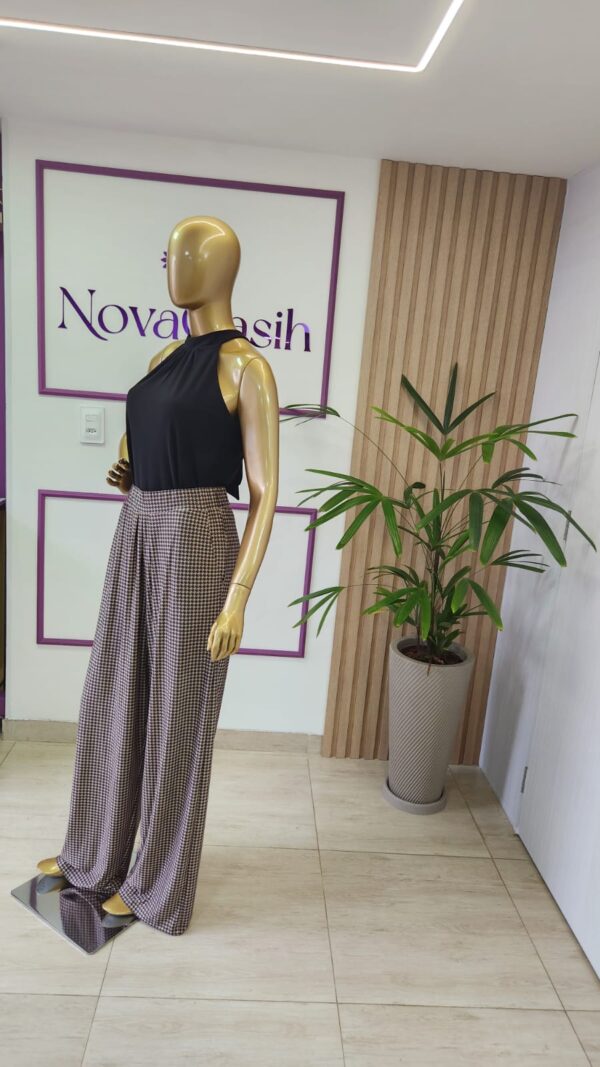 Calça Pantalona Pied de Poule em Fluity - Imagem 3