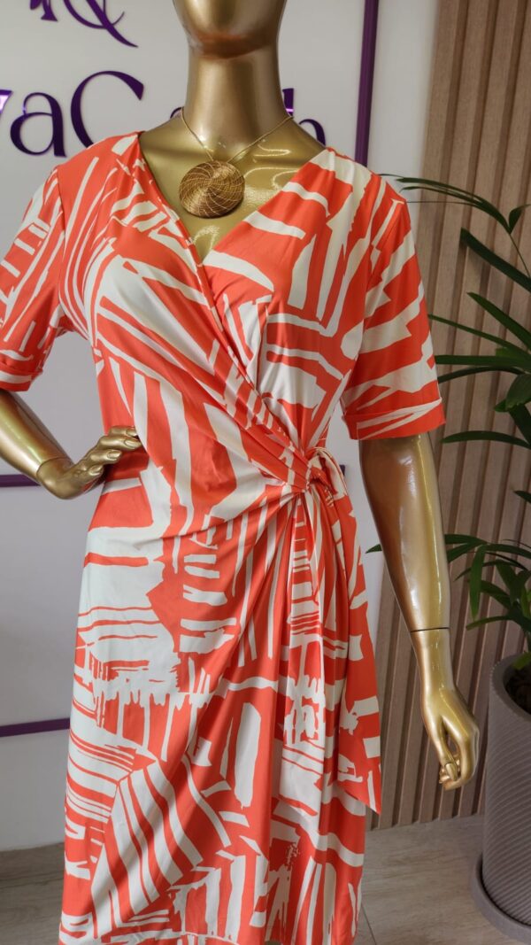 Vestido Cachecouer Laranja Estampado Fluity - Imagem 3