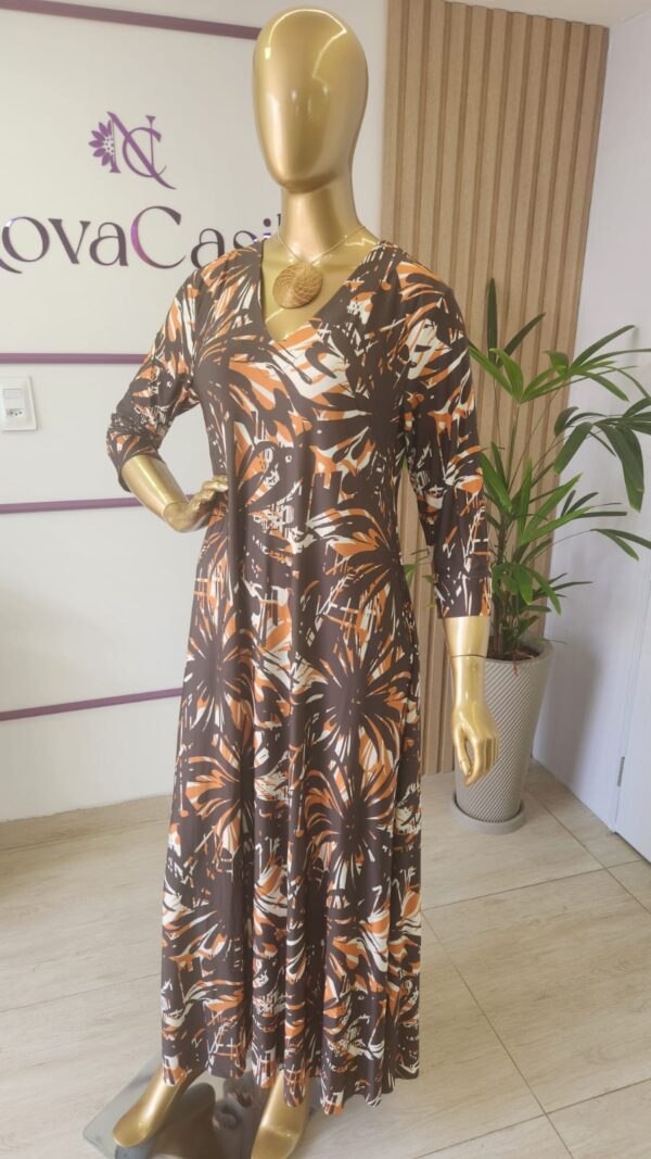 Vestido Longo manga 3/4 - Imagem 3