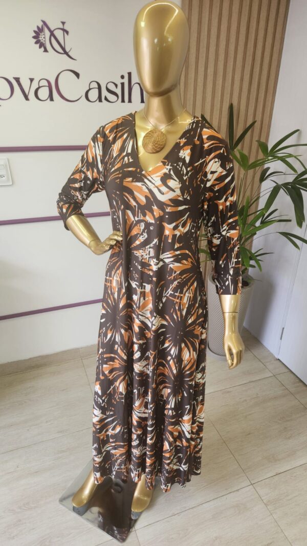 Vestido Longo manga 3/4 - Imagem 4