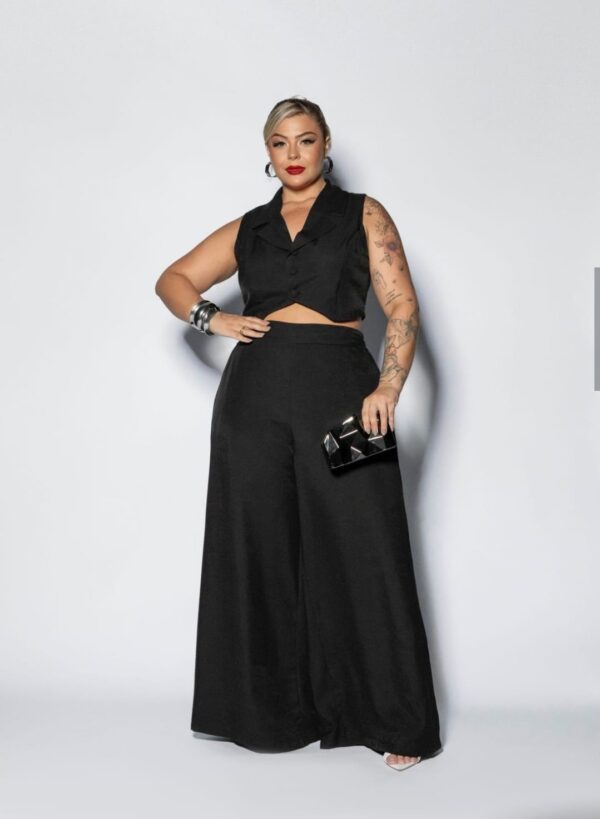 Conjunto Calça e Cropped Eulália Plus Size