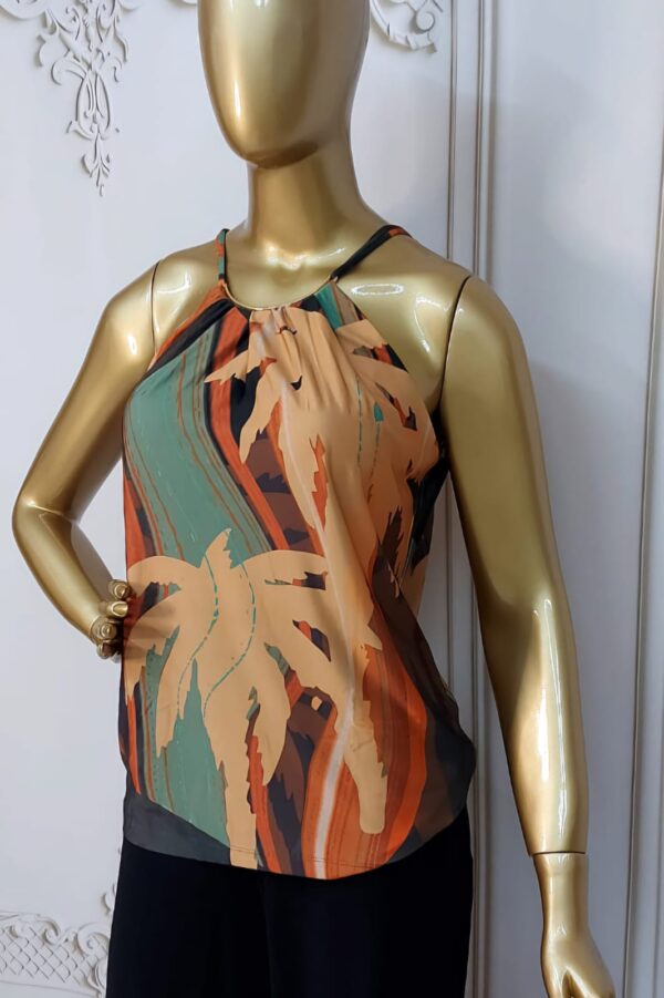 Blusa em Fluity de Alça com Maxicolar Estampada Savana - Imagem 2
