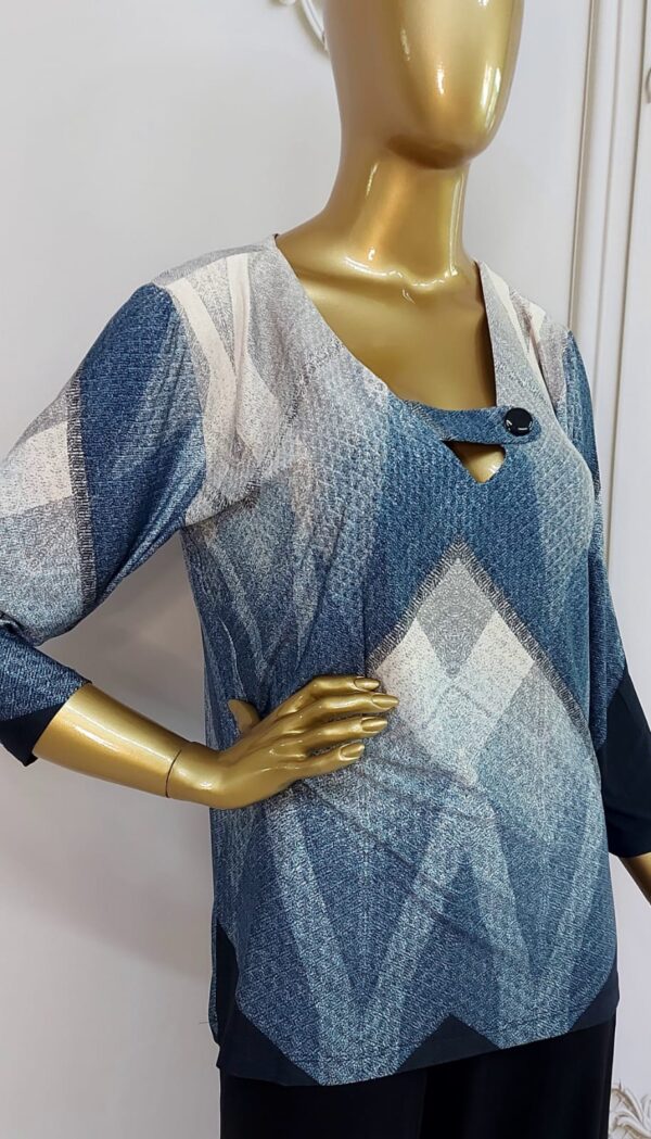 Blusa em Fluity Estampada Mescla Azul - Imagem 3