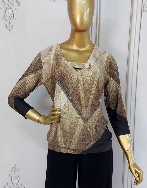 Blusa em Fluity Estampada Mescla Marrom - Imagem 3