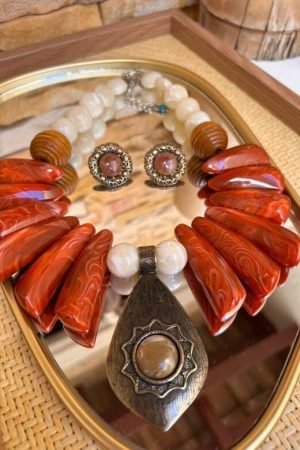 colar artezanal fashion vermelho