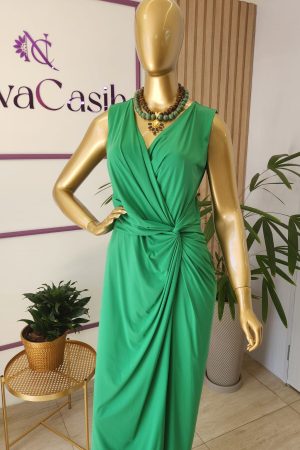 vestido midi justo cor lisa fashion